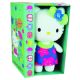 Jucarie de plus Hello Kitty cu rochita albastra si floricele roz, 0-36 luni, 20 cm, Jemini 614750