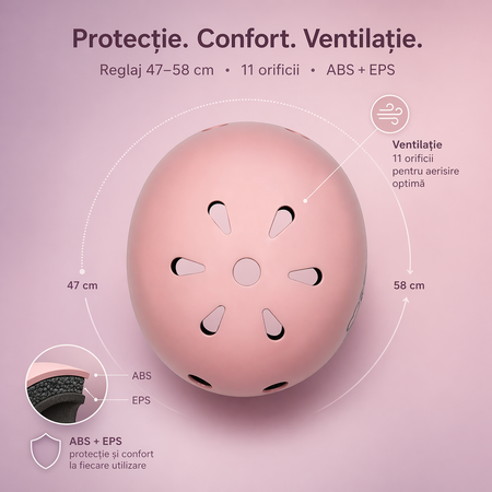 Casca de copii pentru bicicleta, Pink Mat, Momi 776110