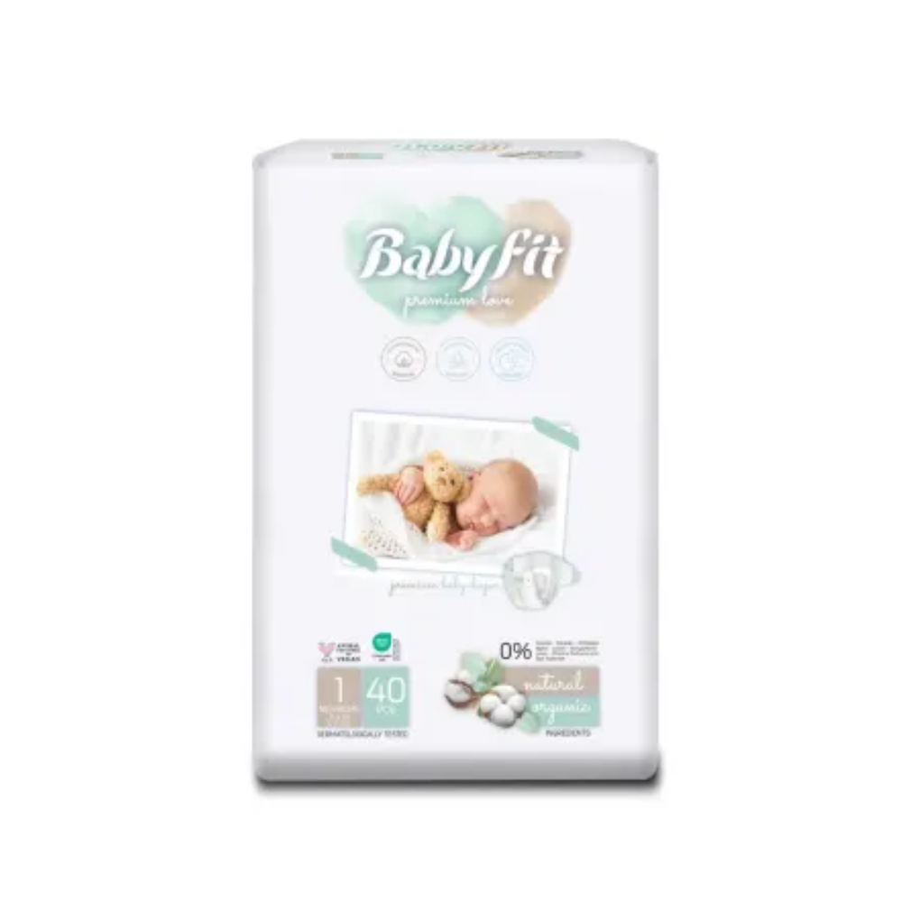 Scutece Bio Newborn, Nr. 1, 2-5 kg, 40 bucati, Babyfit