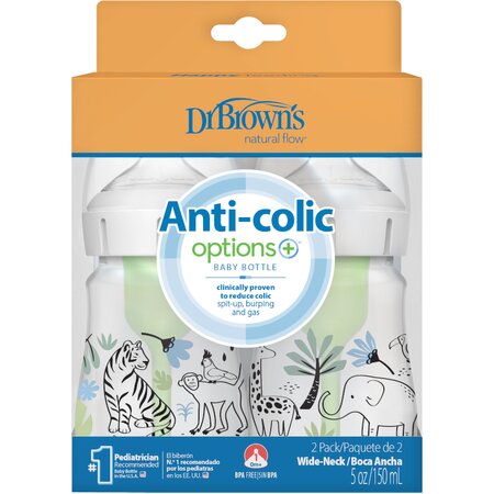 Set Biberon cu Gat Larg Options Plus, 150 ml, 2 bucati, Baieti, Dr. Browns 615033