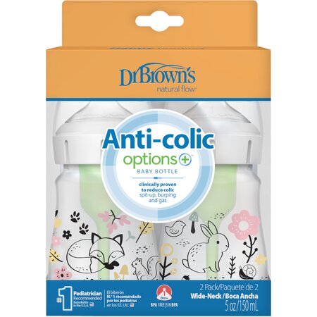Set Biberon cu Gat Larg Options Plus, 150 ml, 2 bucati, Fete, Dr. Browns 615034