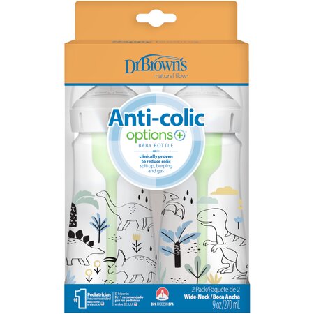Set Biberon cu Gat Larg Options Plus, 270 ml, 2 bucati, Baieti, Dr. Browns 615041