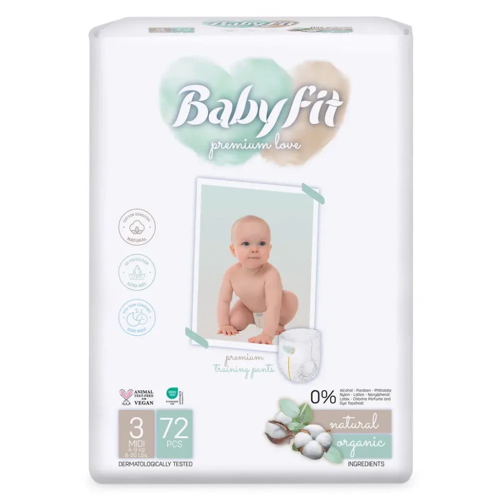 Scutece tip chilot Jumbo  Midi, Nr. 3, 4-9 kg, 72 bucati, Babyfit