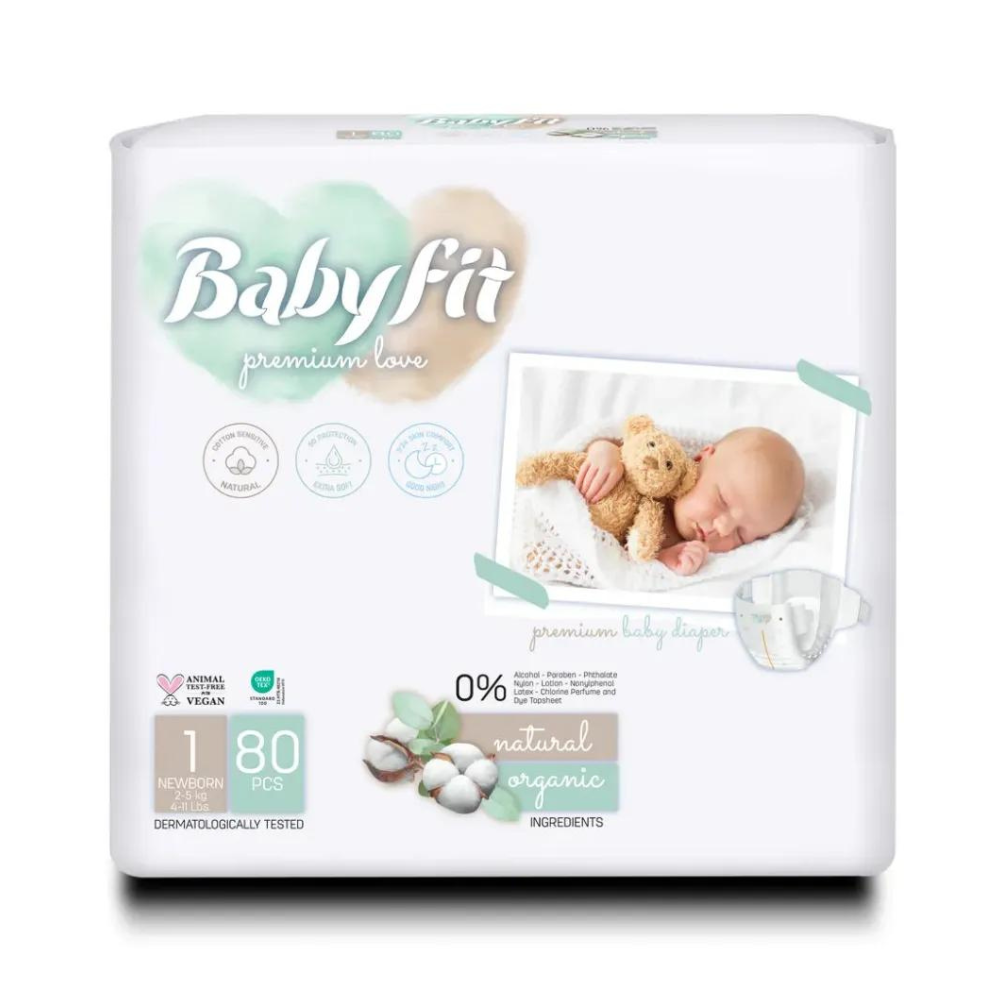 Scutece Bio Jumbo Newborn, Nr. 1, 2-5 Kg, 80 bucati, Babyfit