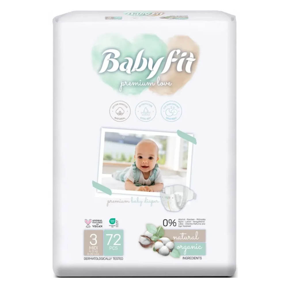 Scutece Jumbo Midi, Nr. 3, 4-9 Kg, 72 bucati, Babyfit