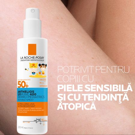 Spray invizibil cu protectie solara SPF50+ fata si corp pentru copii Anthelios UVMUNE 400 Dermo-Pediatrics, 3 ani+, 200 ml, La Roche-Posay 713827