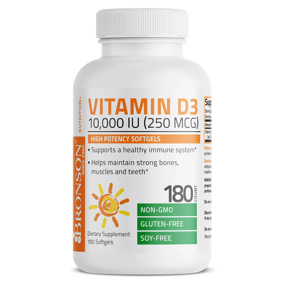 Vitamin D3, 10.000 IU, 180 gelule moi, Bronson