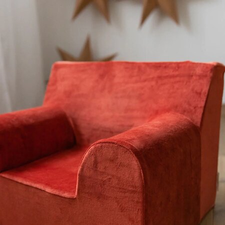 Fotoliu din catifea pentru copii, Rosu, Twindeco 615267