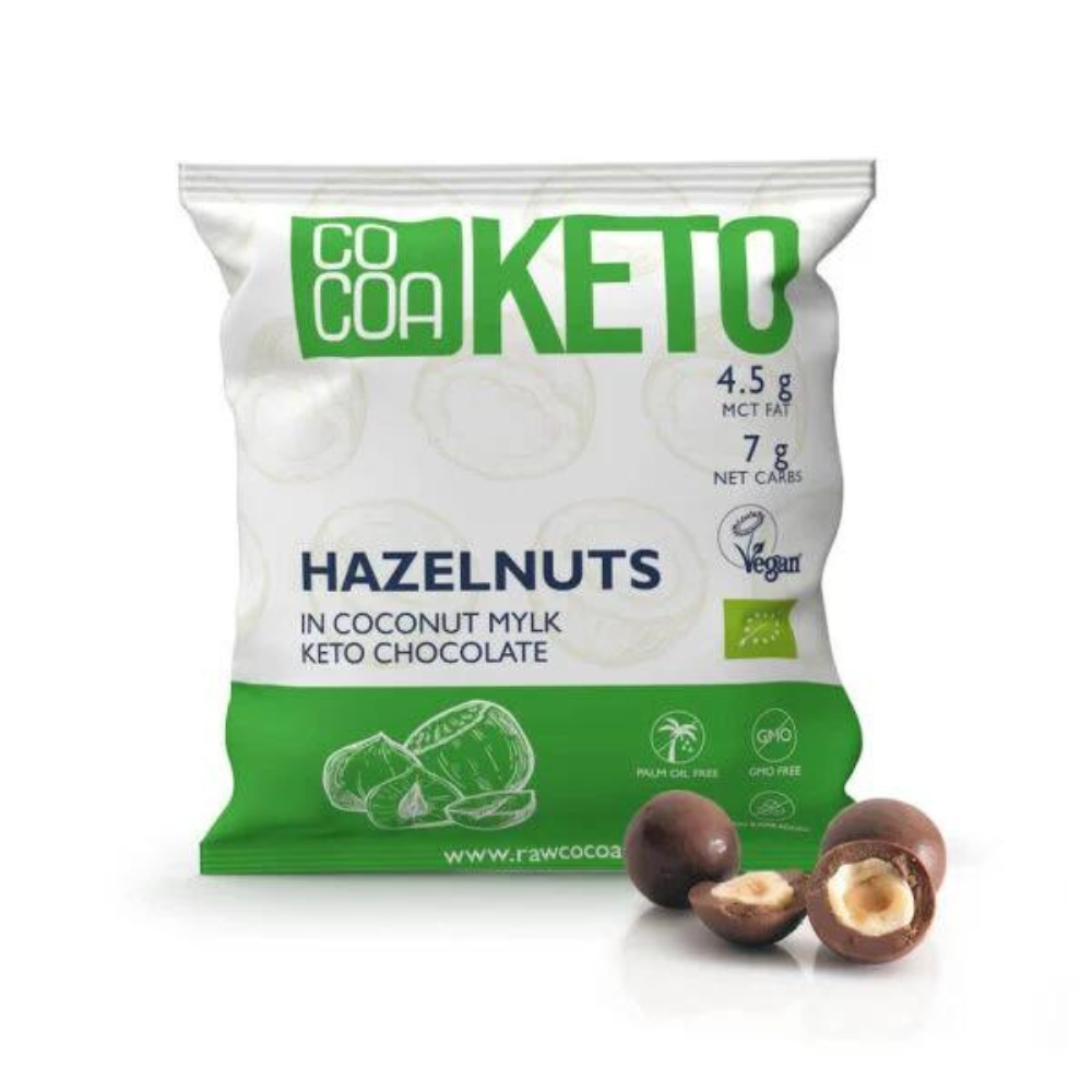 Alune Bio invelite in ciocolata cu cocos Keto, 70 g, Cocoa