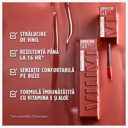 Ruj lichid rezistent cu stralucire de vinil SuperStay Vinyl Ink, 95, 4.2 ml, Maybelline 615670