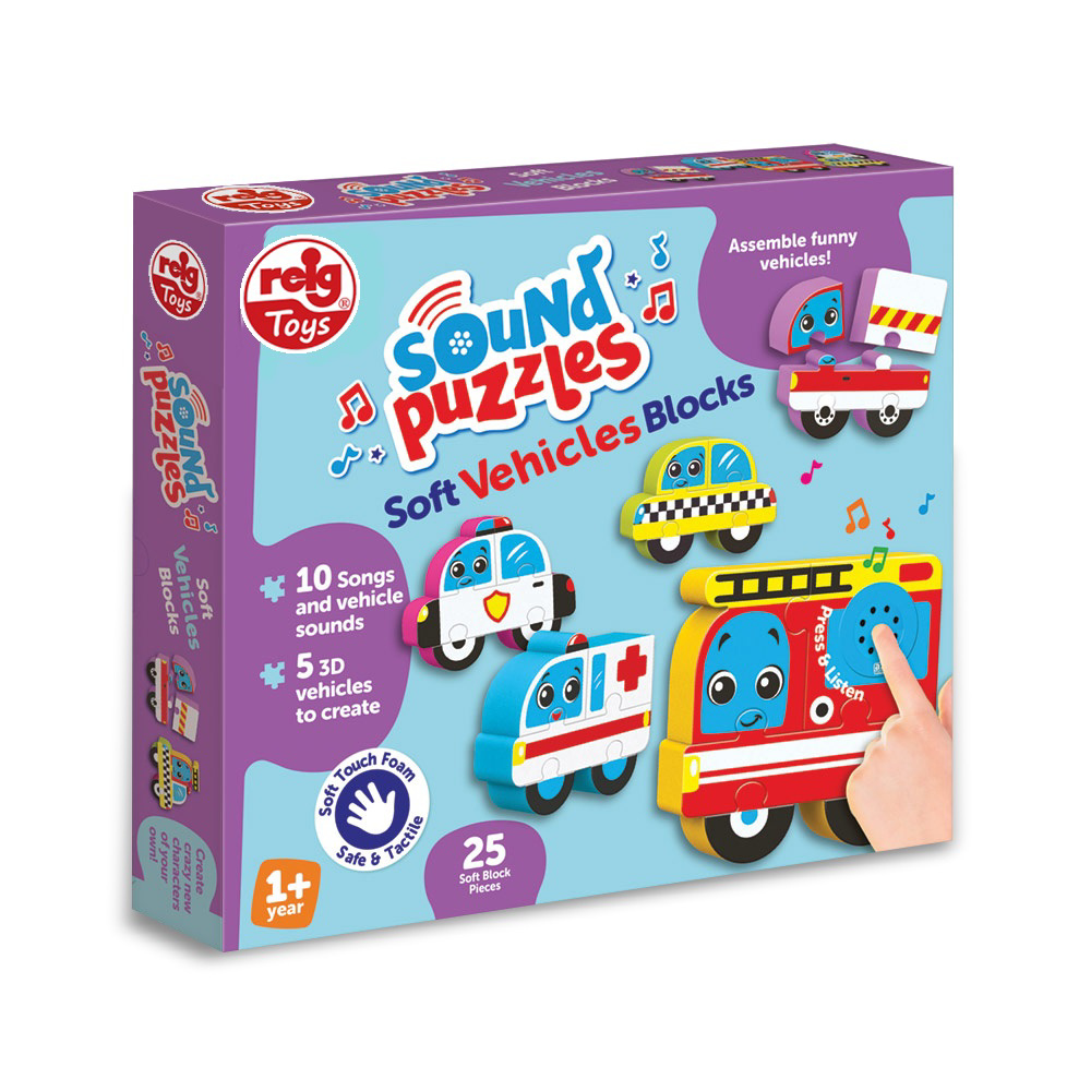 Puzzle Blocks cu sunete, +1 an, Vehicule, Reig