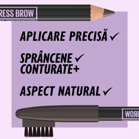 Creion pentru sprancene Express Brow, Soft Brown, 03, 1 g, Maybelline 615893