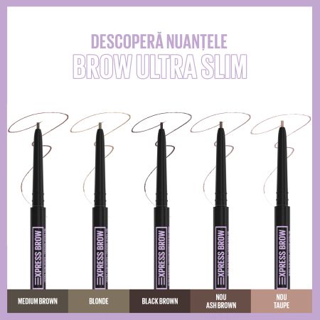 Creion pentru definirea sprancenelor Express Brow Ultra Slim, 4.5 Ash Brown, Maybelline 615988