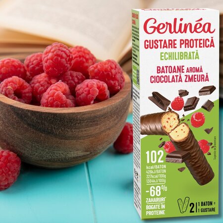 Batoane cu ciocolata si zmeura, 62 g, Gerlinea 664401