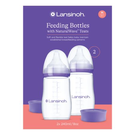 Pachet biberon cu tetina flux mediu NaturalWave®, +3 luni, 2 X 240 ml, Lansinoh 731991