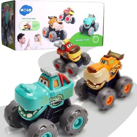 Set 3 masinute Bebe Monster Truck, 1 an+, Hola