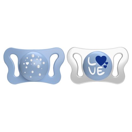 Set suzete din silicon PhisioForma Micro, 0-2 luni, Blue, 2 bucati, Chicco