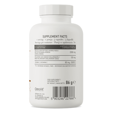 Colagen marin cu acid hialuronic si vitamina c, 120 capsule, OstroVit 617217