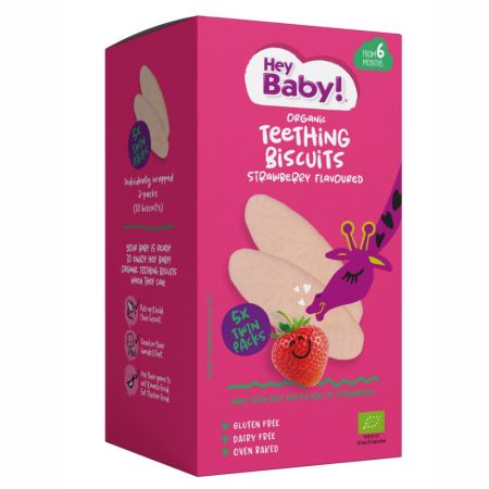 HEY BABY BISCUITI PT DENTITIE CU CAPSUNI 20GR BIO*