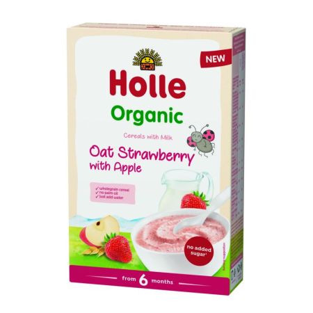 HOLLE CEREALE DE OVAZ CU LAPTE MERE SI CAPSUNI 250 GR BIO*