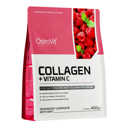 Colagen + Vitamina C, Limonada de zmeura cu menta, 400g, OstroVit