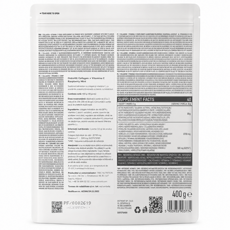 Colagen + Vitamina C, Limonada de zmeura cu menta, 400 g, OstroVit 792808