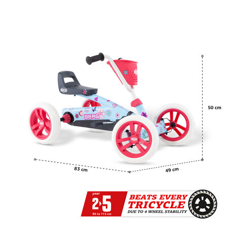 Kart cu pedale Buzzy, 2-5 ani, Bloom, Berg 617430