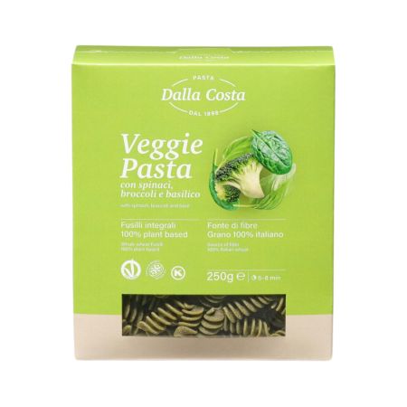 Fusilli din grau dur cu broccoli, spanac si busuioc, 250 g, Dalla Costa