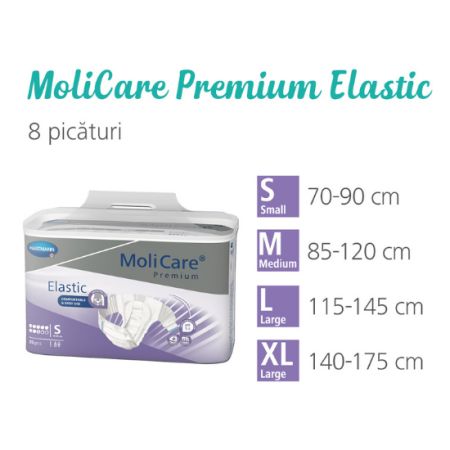Scutece MoliCare Premium Elastic 8 picaturi, masura S, 26 buc, Hartmann 456139