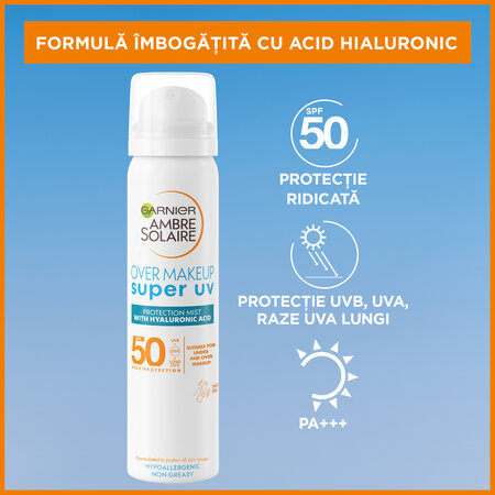 Spray pentru fata SPF50 Super UV, 75ml, Garnier Ambre Solaire 617849