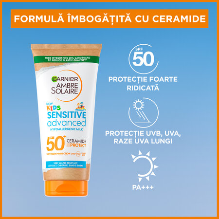 Lapte de corp pentru copii SPF50+ Sensitive Advanced, 175ml, Garnier 617930