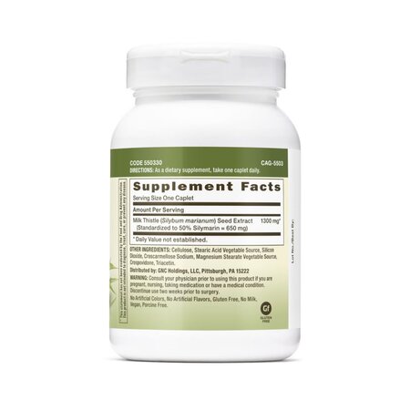 Silimarina 1300 mg Herbal Plus, 60 tablete, GNC 820242