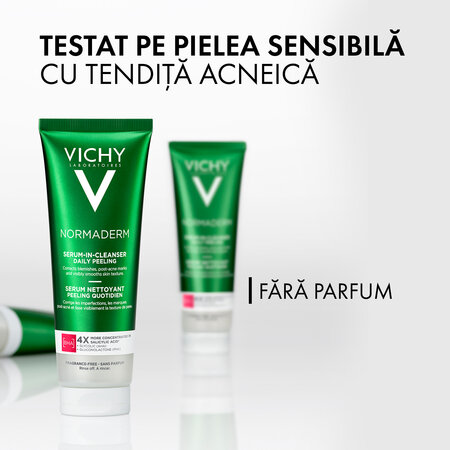 Serum curatare exfoliant zilnic cu acid salicilic pentru ten gras cu tendinta acneica Normaderm, 125 ml, Vichy 618244