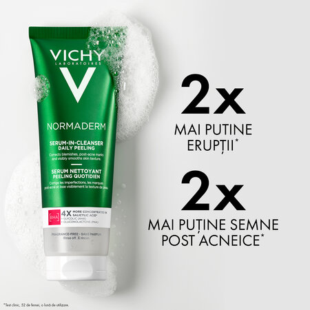 Serum curatare exfoliant zilnic cu acid salicilic pentru ten gras cu tendinta acneica Normaderm, 125 ml, Vichy 618241