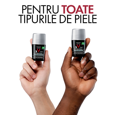 Deodorant Roll-on antiperspirant pentru barbati Invisible Resist 72H Homme, 50 ml, Vichy 793609