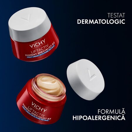 Crema de noapte antirid, antipete pigmentare cu Retinol Pur si Niacinamida Liftactiv B3, 50ml, Vichy 729971