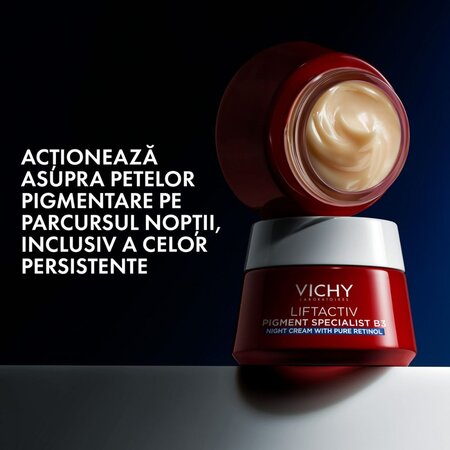 Crema de noapte antirid, antipete pigmentare cu Retinol Pur si Niacinamida Liftactiv B3, 50ml, Vichy 729967