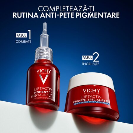 Crema de noapte antirid, antipete pigmentare cu Retinol Pur si Niacinamida Liftactiv B3, 50ml, Vichy 729973