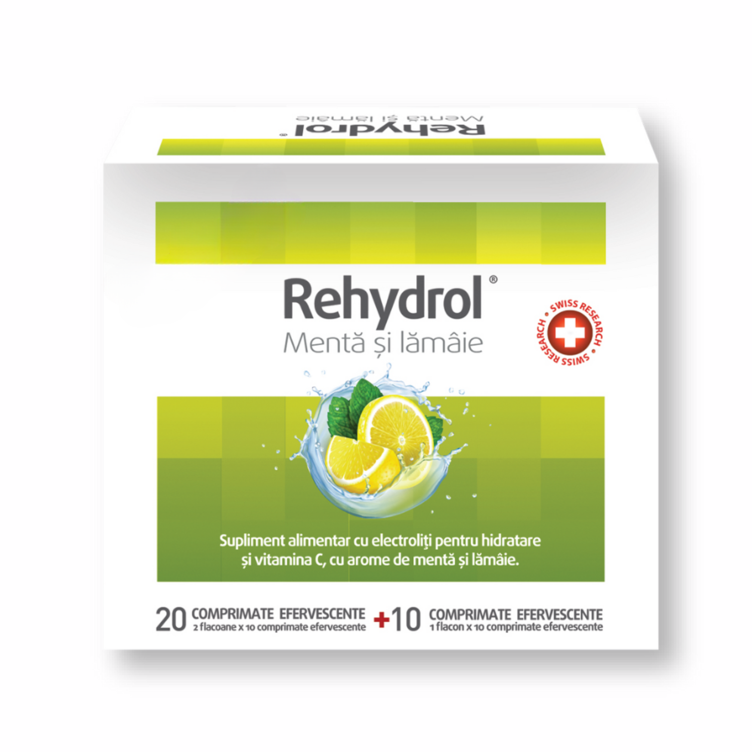Rehydrol, Menta si Lamaie, 30 comprimate efervescente, MBA Pharma