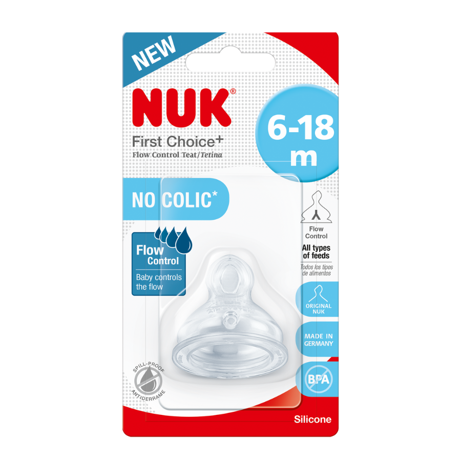 Tetina din silicon cu flux variabil First Choice Plus M2, 6 - 18 luni, Nuk