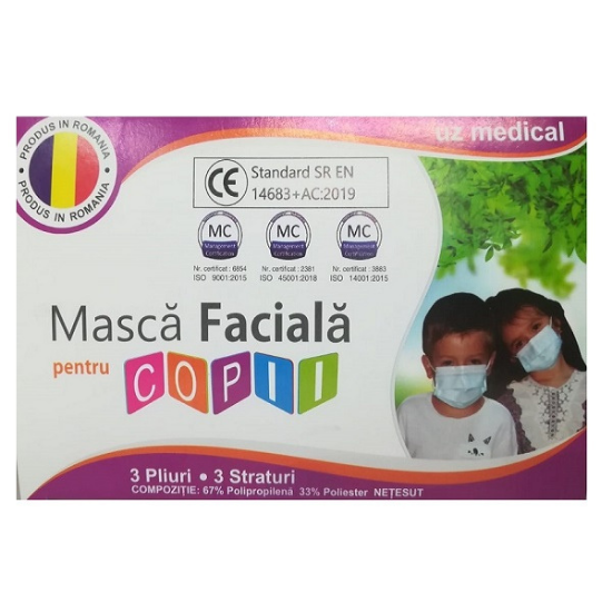 Masca faciala pentru copii Tip IIR, 50 bucati, Ann Reeves