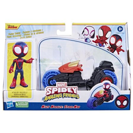 HASBRO SPIDEY PRIETENII EXTRAORDINARI SET MOTOCICLETA SI FIGURINA MILES MORALES SPIDER MAN 10CM