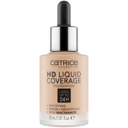 Fond de ten HD Liquid Coverage Foundation, 030 - Sand Beige, 30 ml, Catrice 621262