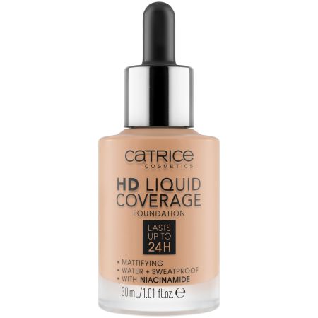 Fond de ten HD Liquid Coverage Foundation, 040 - Warm Beige, 30 ml, Catrice 621327