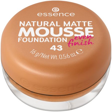 Fond de ten mat Natural Matte Mousse Foundation, 43, 16 g, Essence