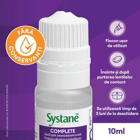 Picaturi oftalmice lubrifiante fara conservanti Systane, 10 ml, Alcon 816825