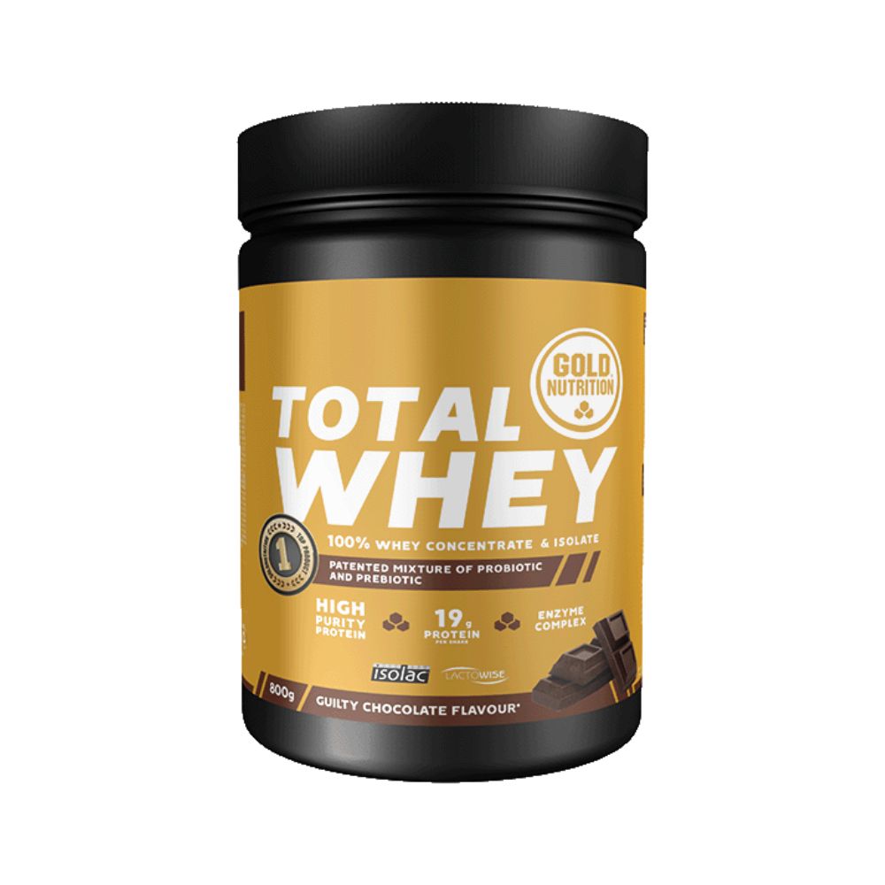 Pudra proteica Total Whey cu aroma de ciocolata, 800 g, Gold Nutrition