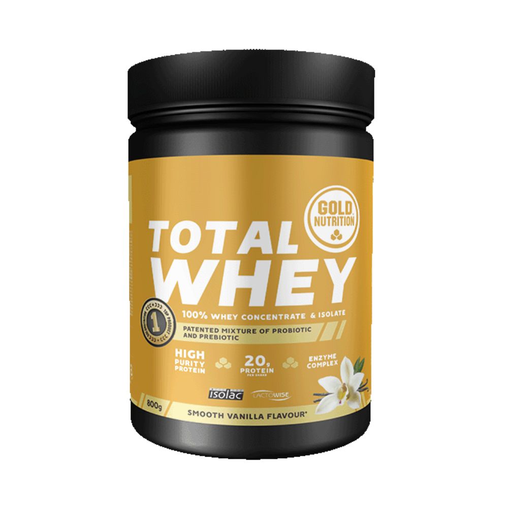 Pudra proteica Total Whey cu aroma de vanilie, 800g, Gold Nutrition