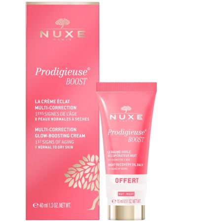 Set Crema multi-corectoare pentru ten normal-uscat 40 ml + Balsam de noapte regenerator 15 ml Prodigieuse Boost, Nuxe