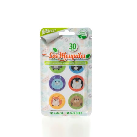 Stickere aromatizate cu citronella, +3 ani, 30 bucati, Animale simpatice, Los Mosquitos 622767